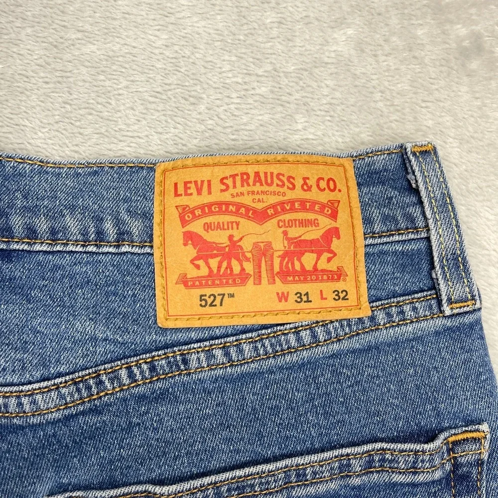 Levi's Jeans Mens 31x32 Blue Denim 527 Stretch Americana Slim Bootcut Grunge